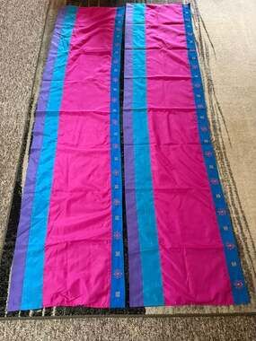 Seventeen Vintage Y2K Pink Blue Embroidered Window Valance Curtain Panels Set 2